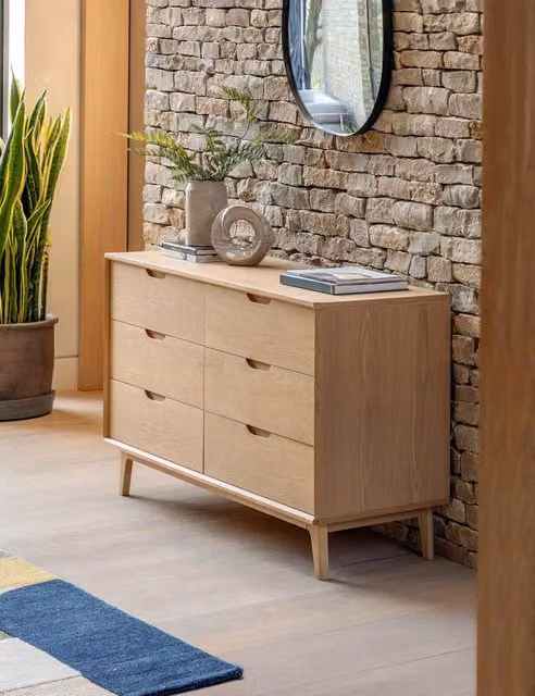 Gallery Direct Nord Wide 6 Drawer Oak Chest of Drawers