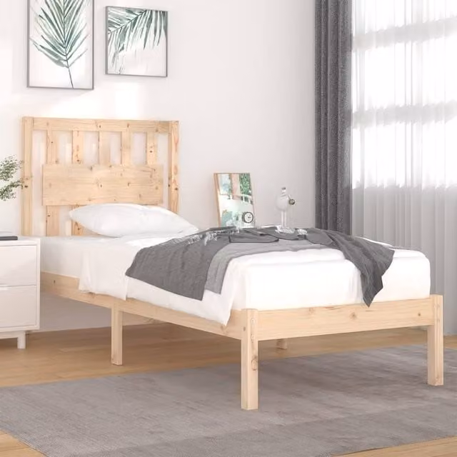 Berkfield Home Rustic Solid Wood Pine Bed Frame, Brown, W/D/H: 90 x 200 cm