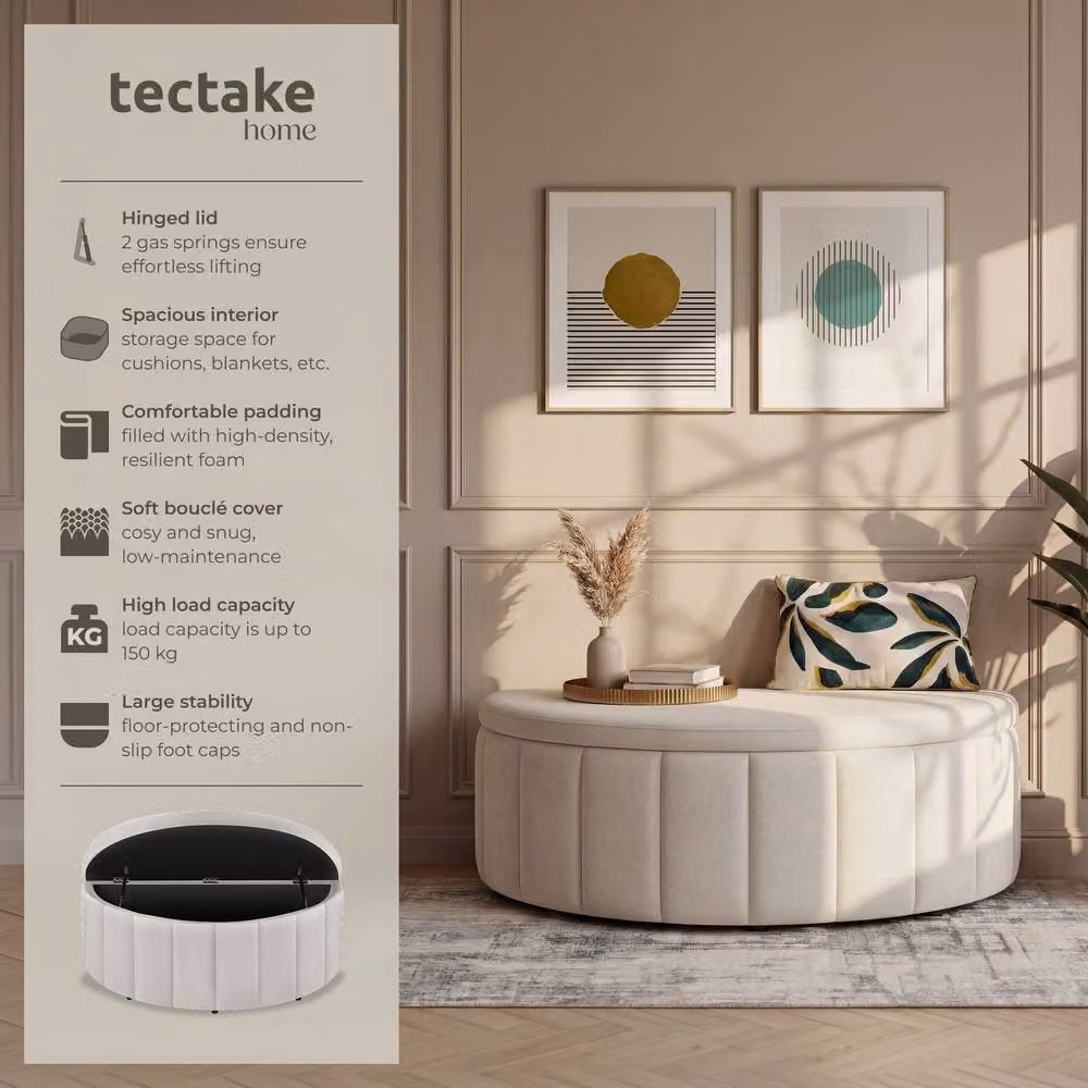 tectake Moon Upholstered Bench in Beige – 2