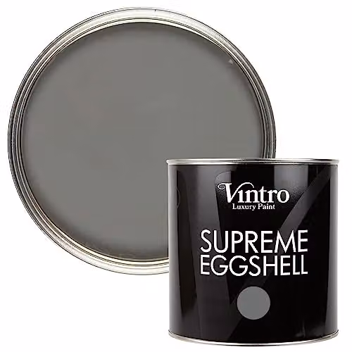 Vintro Eggshell and Satin Furniture Paint for Walls, Wood and Trim in Dark Grey Cloudburst, 2.5 Litres