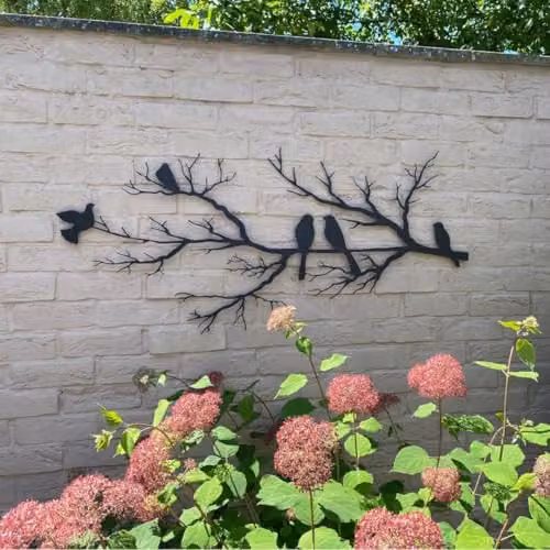 Your Home Rulez Black Metal Birds Branch Wall Art, W 120 cm x H 55 cm – 2