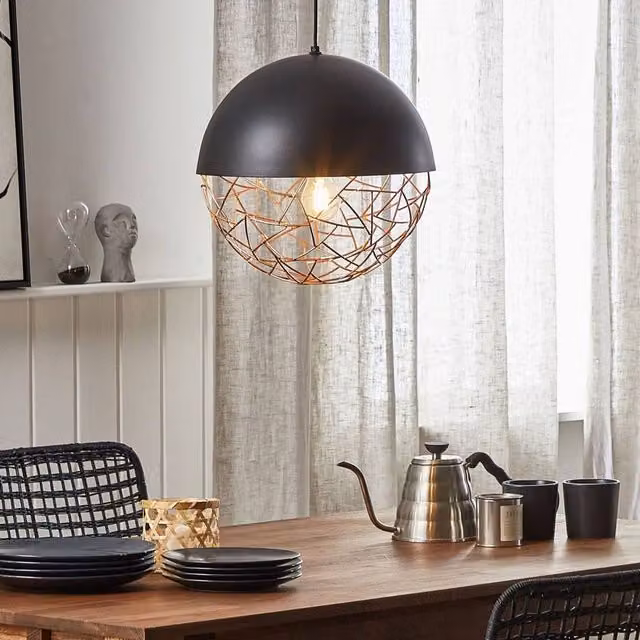 Wyld and Coco Modern Sphere Globe Pendant Light in Black and Gold/Brass – 1