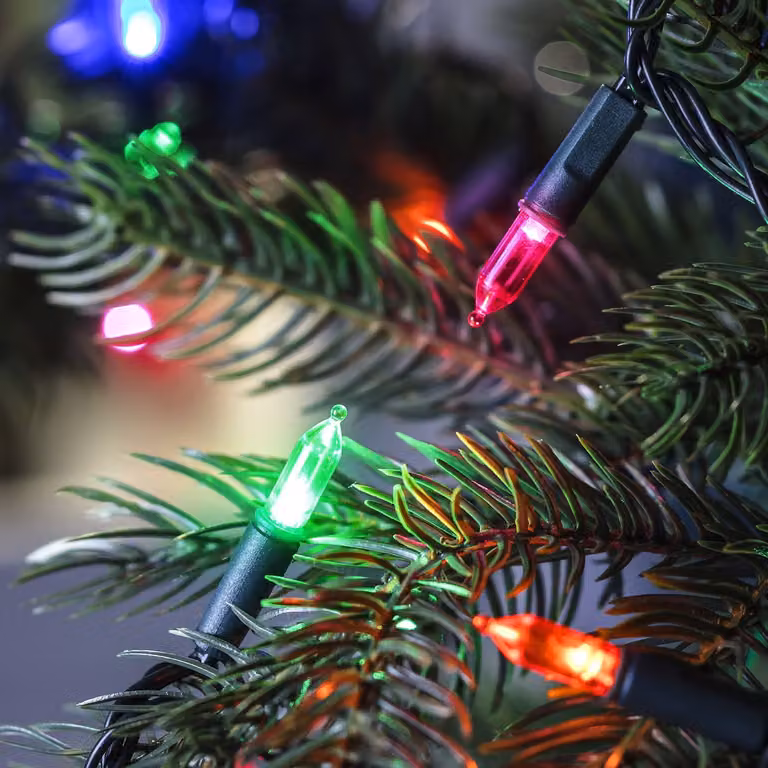 150 Multi Coloured LED Traditional Christmas Tree Lights with Timer and Controller