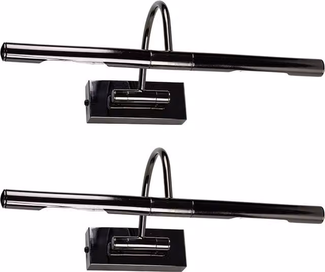 ValueLights Pair of Modern Adjustable Black and Chrome Twin Picture Wall Lights