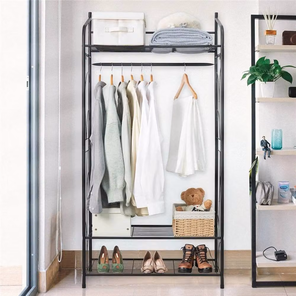 Kelvenix Large Capacity Clothes Rail Dress Hanging Display Stand in Matt Black – 4