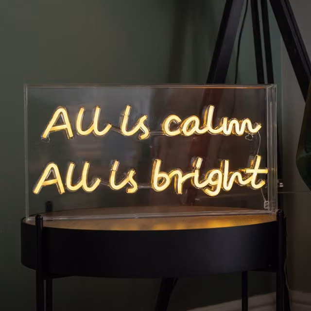 Samuel Alexander All is Calm Neon Flex Christmas Sign in Warm White, 43 cm – 1