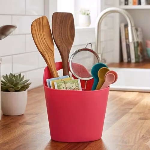 Orsina Pink Plastic Storage Caddy with Handles – 2
