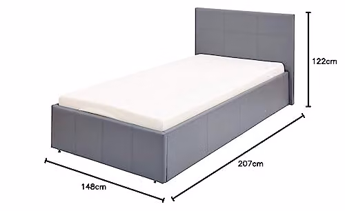 GFW Grey Upholstered Small Double Ottoman Bed Frame with Lift Up Base, W: 120 cm, D: 200 cm, H: 148 cm – 2