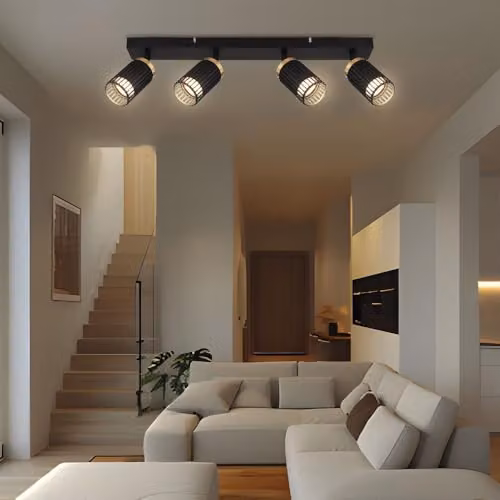 Netlighting Korben Adjustable Ceiling Spotlight Bar in Black and Gold, 4x GU10, W/D/H: 53 x 12.5 x 15.5 cm – 2