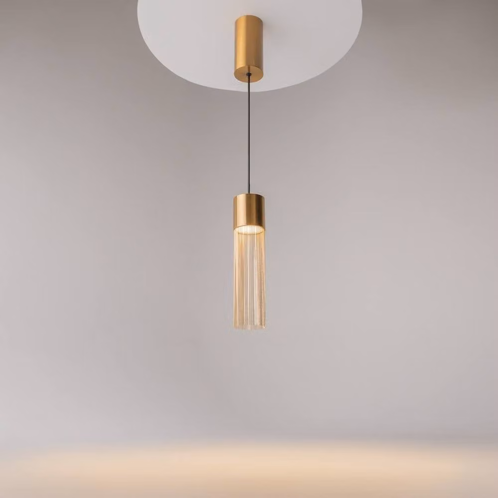 Netlighting Imaginary Modern Slim Pendant Ceiling Light in Gold/Brass with Adjustable Height, LED, 3000K Warm White and 100lm – 2