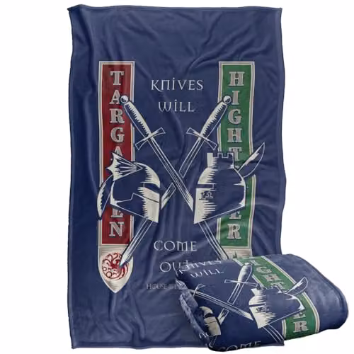 LOGOVISION Game of Thrones Targaryen Hightower Face Off Super Soft Silky Touch Fleece Throw Blanket, Multicolour, W: 91.44 cm, L: 147 cm