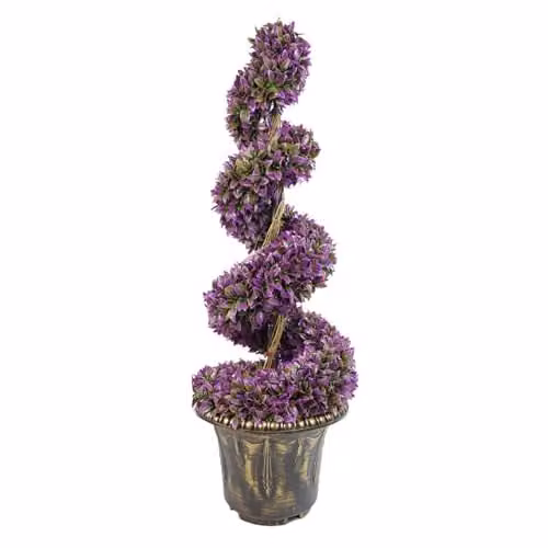 Leaf Design UK Large Purple Artificial Spiral Tree with Decorative Planter, H 120 cm, W 35 cm, D 35 cm