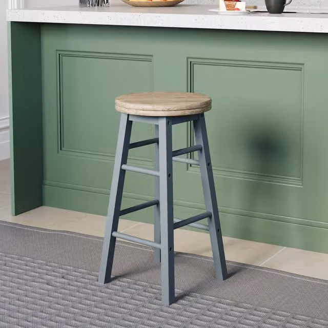 Vida Designs Grey Wooden Revolving Bar Stool