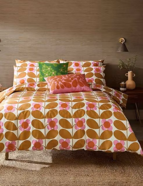Orla Kiely Stem Bloom Floral Cotton Bedding Set, Yellow Mix, W: 140 cm, L: 200 cm