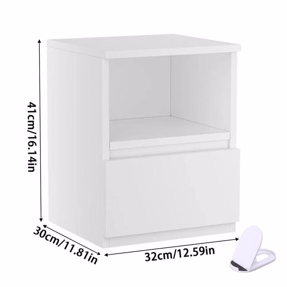Kelvenix Modern White Bedside Table with Drawers – 2