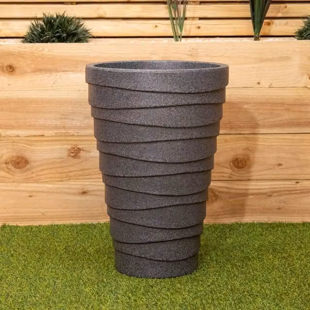 NESTLUNE Grey Round Trojan Garden Planter, Diameter: 56 cm – 1