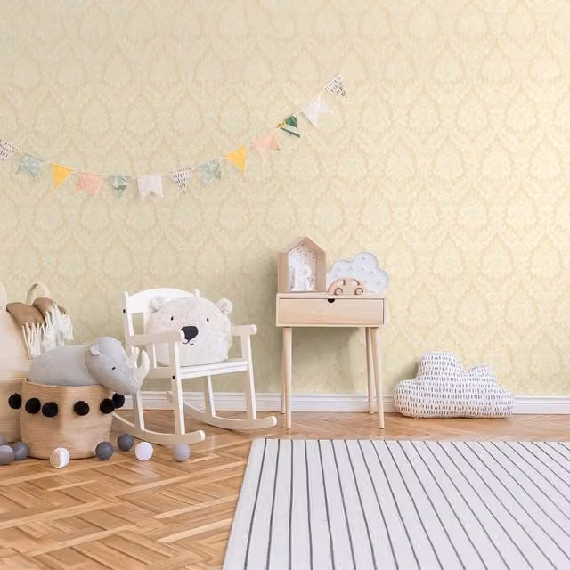 SK Filson Washable Botanical Floral Wallpaper in Gold and Beige