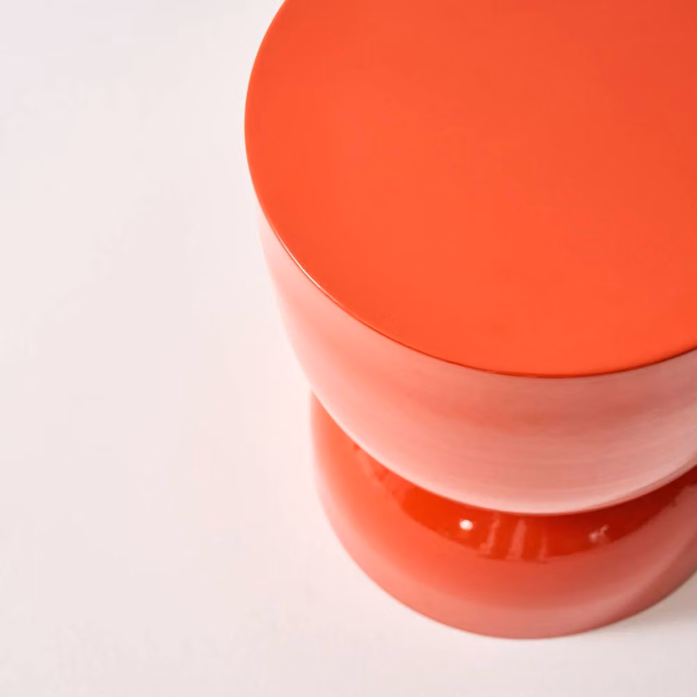 sweeek Round Metal Coffee Table, Side Table or Bedside Table with Glossy Orange Finish, W/D/H: 42 x 42 x 75 cm – 3