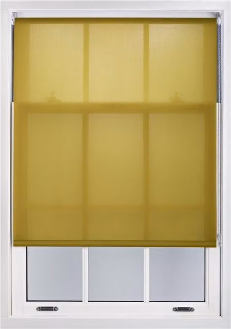 Furnished Green and Yellow Semi-Transparent Polyester Roller Blinds, Trimmable, Width: 205 cm, Drop: 165 cm