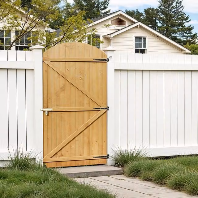 Darphe Arched Top Wooden Garden Gate with Ledged and Braced Frame in Brown, W: 90 cm, H: 150 cm