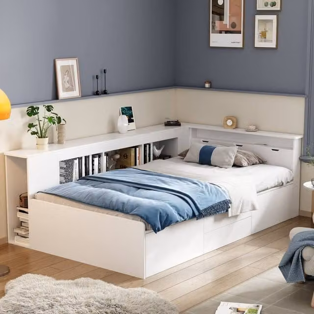 Matteo White Single 3ft Children's Cabin Bed with Integrated Storage Drawers and Bedside Shelf, W/D/H: 90 x 190 x 91.44 cm