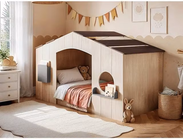Flair Furnishings Frankie Single Wooden House Bed in Brown – 1