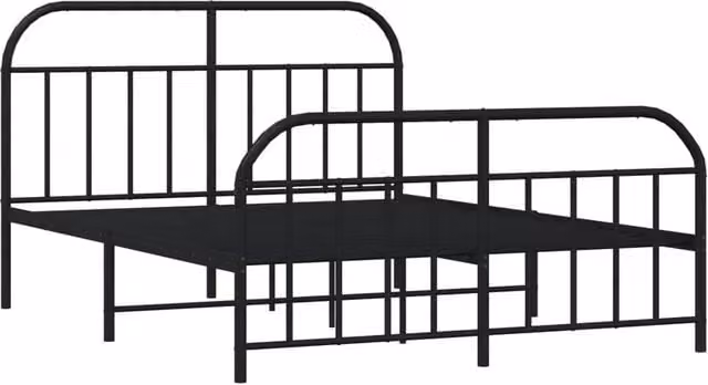 Berkfield Home Metal Bed Frame with Headboard and Footboard in Black, W/D/H: 140 x 190 x 146 cm – 1