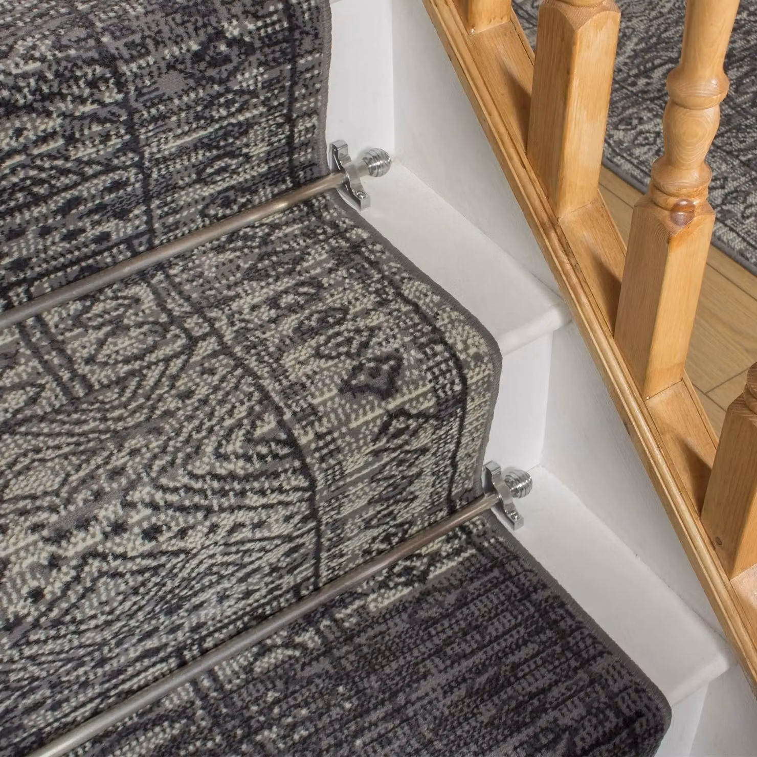 runrug Afrikans Stair Runner Carpet in Grey, W: 60 cm, L: 600 cm – 4