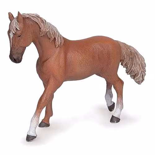 Papo Chestnut English Thoroughbred Mare Figure in Brown and Multicolour, Horses Collection