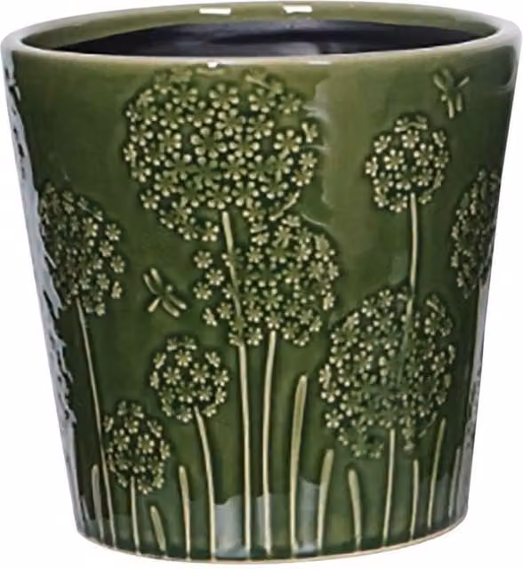 KDMD Hortus Dark Green Lithgow Ceramic Seed Head Pot H 21.5 cm x Dia 22 cm – 1