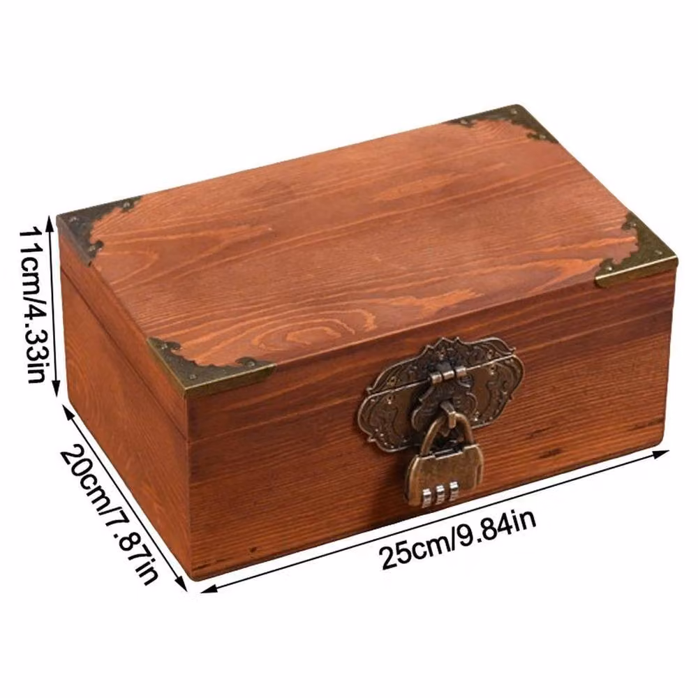 PAWNORA Large Solid Wood Memory Storage Box in Brown – 2