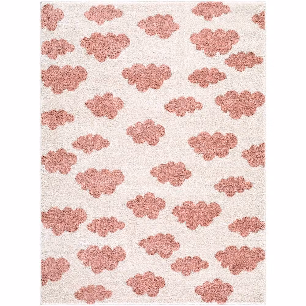 Livabliss Fossay Shag Washable Modern High Pile Rug in Pink and White, W: 200 cm, D: 275 cm – 2