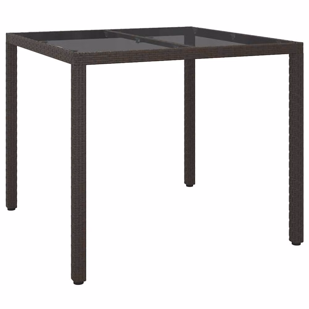 Berkfield Home Modern Brown Poly Rattan Garden Dining Table W/D/H: 90 x 90 x 75.5 cm – 3