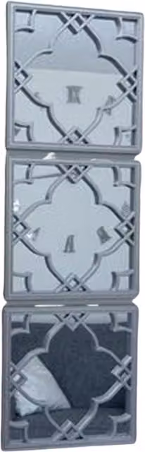 DEENZ Set of 3 Silver Moroccan Geometric Tile Wall Mirrors, Square Hanging Art