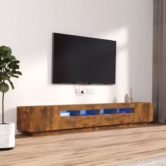 Berkfield Home 3 Piece Modern TV Cabinet Set in Brown Smoked Oak with Integrated LED Lighting