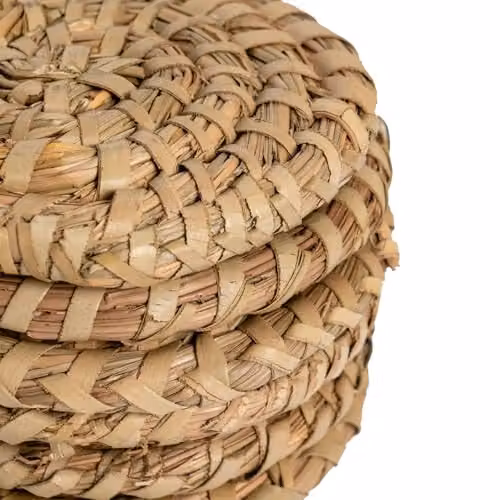 Argon Tableware Round Woven Palm Leaf Coasters, Set of 6, Brown or Beige, Diameter: 10 cm – 5