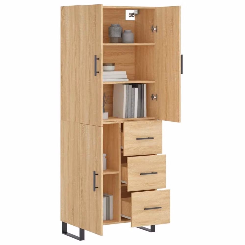 Berkfield Home Sonoma Oak Highboard in Brown, W/D/H: 69.5 x 34 x 180 cm – 2