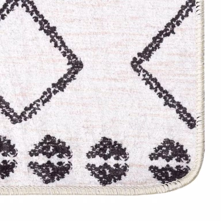 Berkfield Home Washable Boho Anti Slip Rug in Black and White, W: 80 cm, L: 300 cm