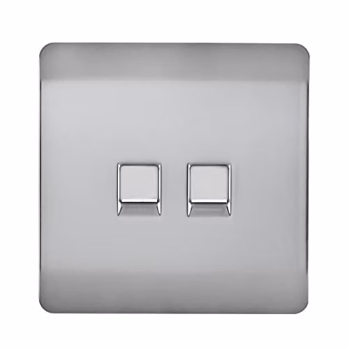 Trendi Silver 2 Gang Flush Telephone Socket