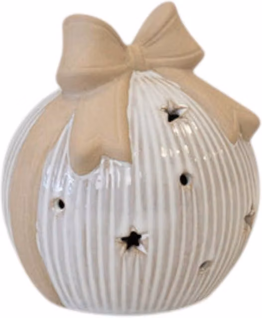 Four Candle Large White Ceramic LED Bauble Tree Topper