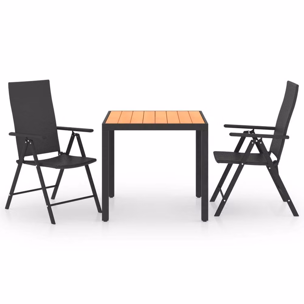 Berkfield Home 3 Piece Modern Garden Dining Set in Black and Brown – 2