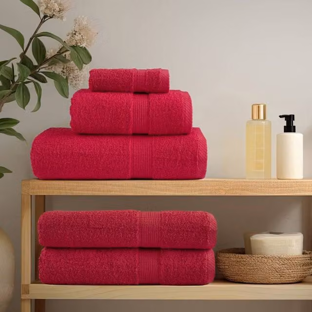 Berkfield Home SOLUND Premium Cotton Terry Sauna Towels, Red, 10 Pack, W: 80 cm, L: 200 cm, 600 gsm