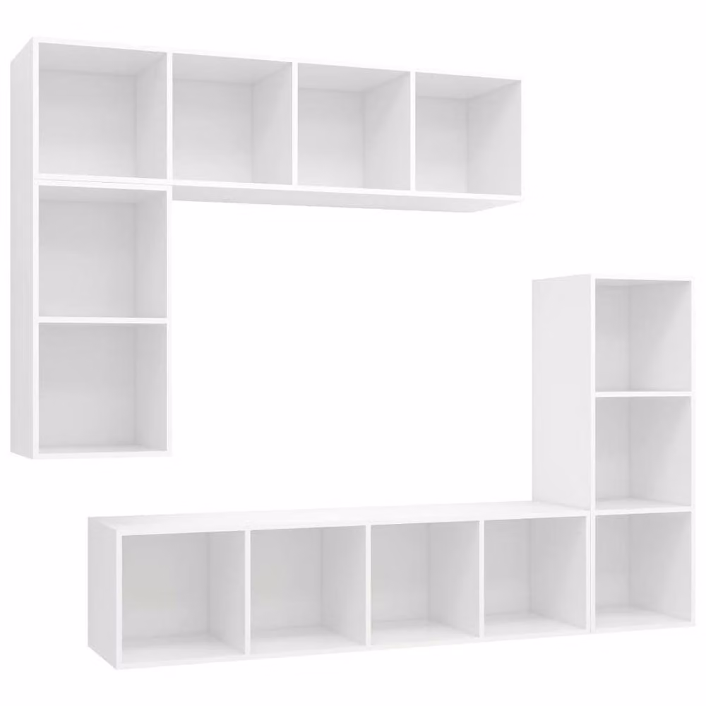 Berkfield Home Practical 4 Piece White MDF TV Cabinet Set – 3