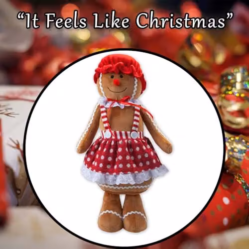 VFM e-Store Christmas Gingerbread Woman Decoration, Red, White and Multicolour, H 48 cm x W 27 cm – 6