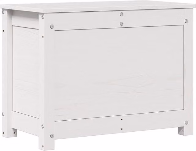 Berkfield Home White Rustic Solid Pine Storage Box with Soft Close Lid W: 60 cm, D: 32 cm, H: 45.5 cm