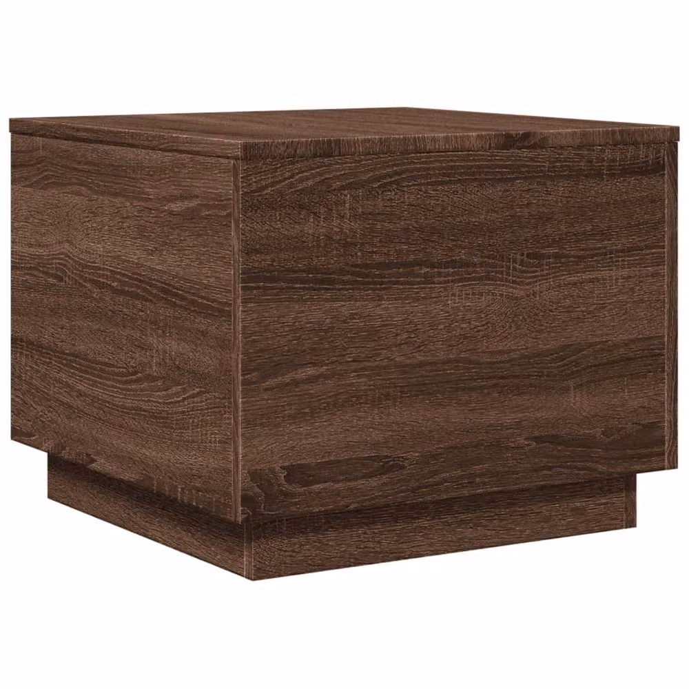 Berkfield Home Modern Square Coffee Table with LED Lights in Brown Oak, W/D/H: 50 x 50 x 40 cm – 3