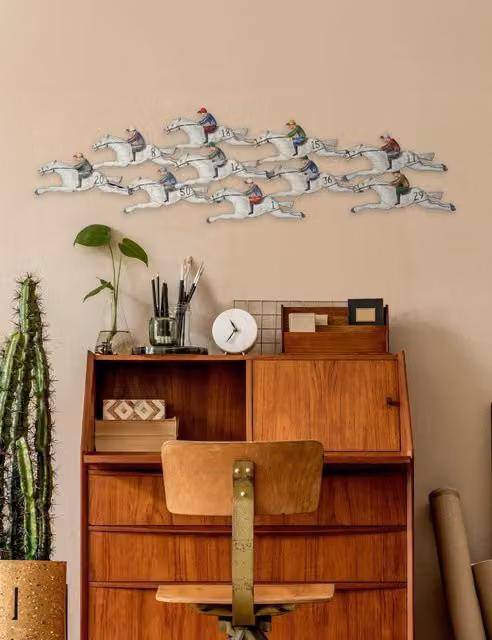 Gallery Direct Finishing Post Horse Mid-Century Style Wall Art in Multicolour