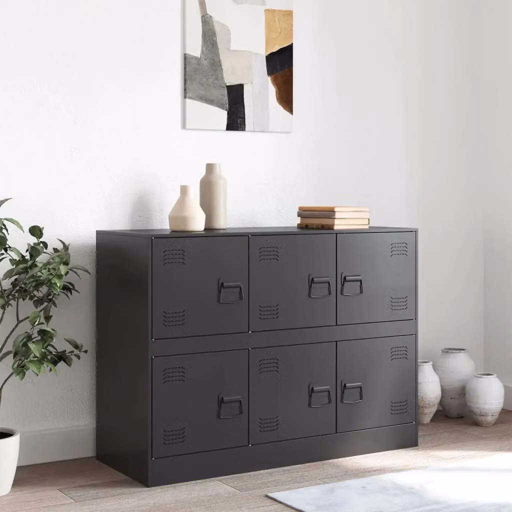 Berkfield Home Industrial Black Matt Metal Sideboard W/D/H: 99 x 39 x 73 cm – 2
