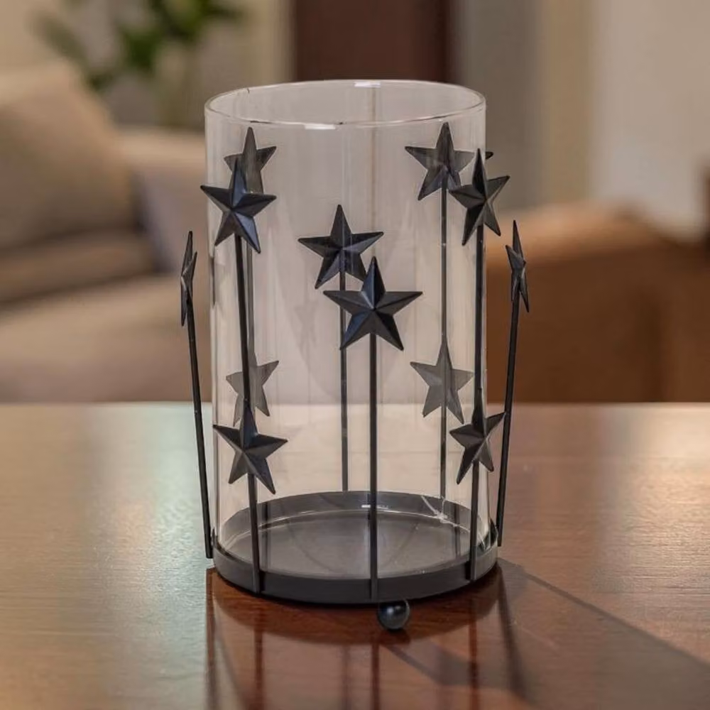 Four Candle Black Metal Star Pillar Candle Holder, Height: 22 cm – 2