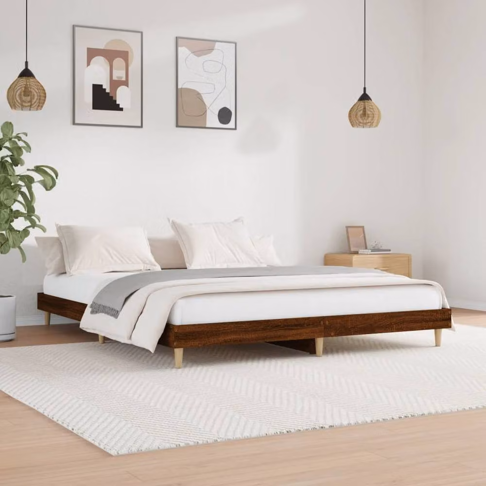Berkfield Home Durable Bed Frame in Brown Oak, W/D/H: 200 x 20 x 203 cm – 2